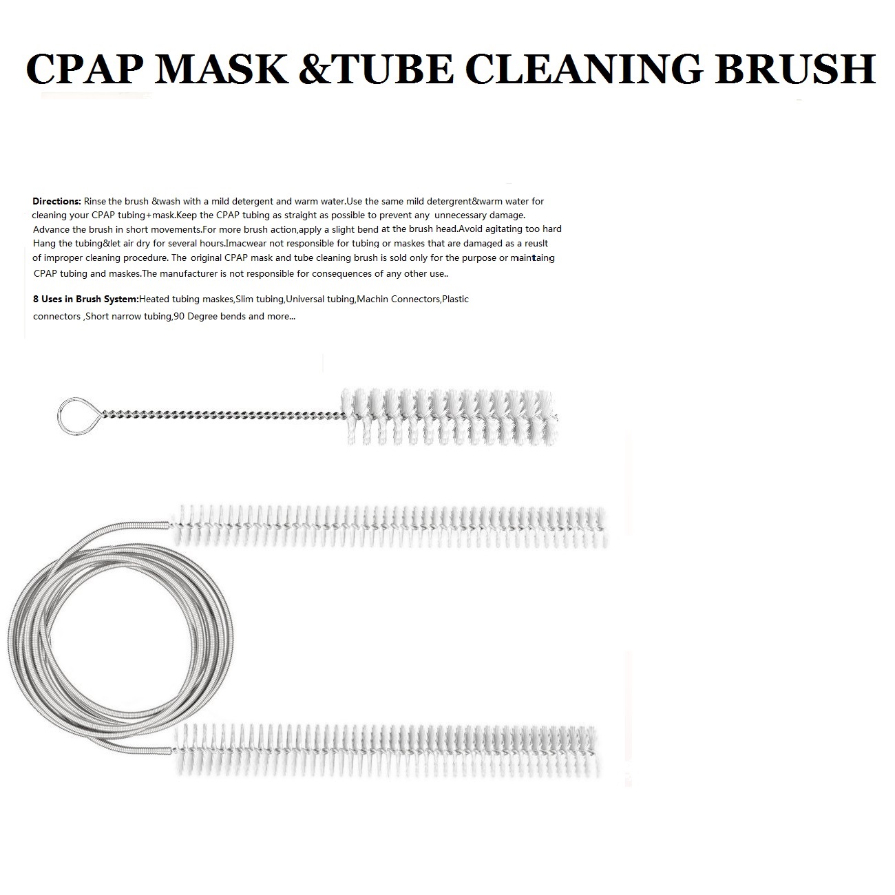 CPAP Tube Cleaning Brush,CPAP Mask Cleaning Brush -Aoqun Brush